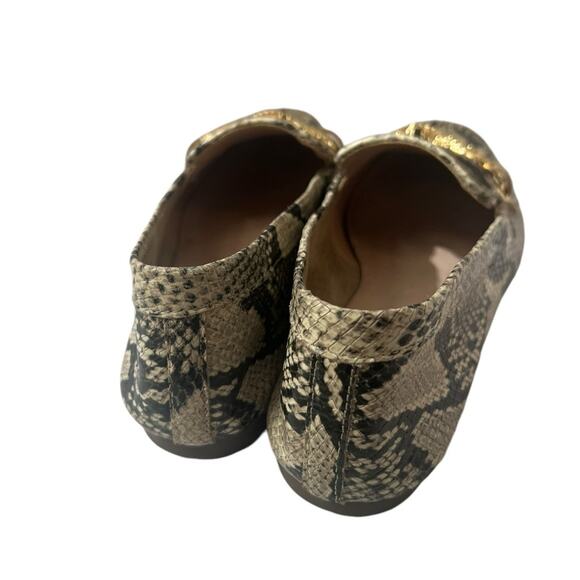 SCHUTZ Maggy Neutral Snakeskin Leather Flats Gold Snake Hardware Size 7.5 - Picture 6 of 7